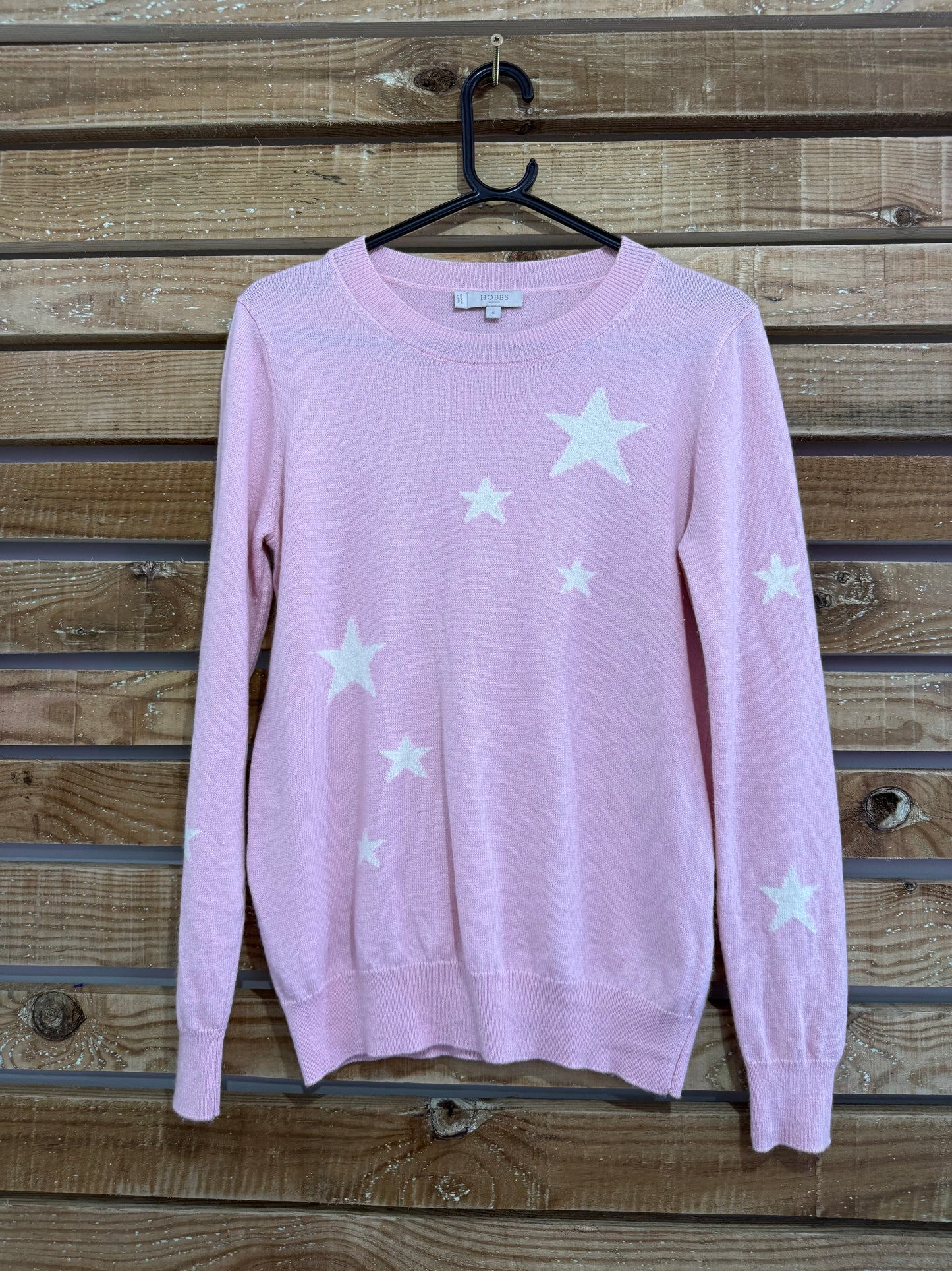 Hobbs star print wool & cashmere jumper/ sweater. Pink. Size Small.