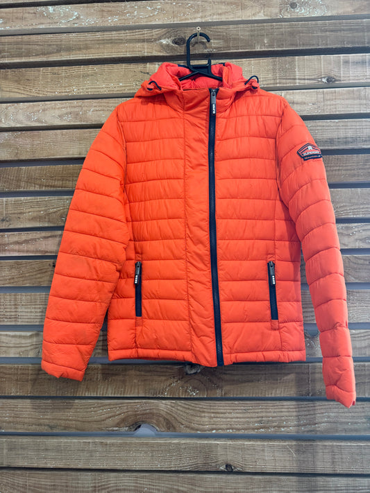 Superdry puffer jacket/ coat. Orange Size Small.