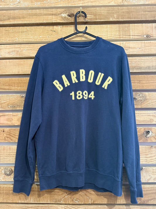 Vintage Y2K Barbour navy spell-out sweater/sweatshirt. Size Medium.