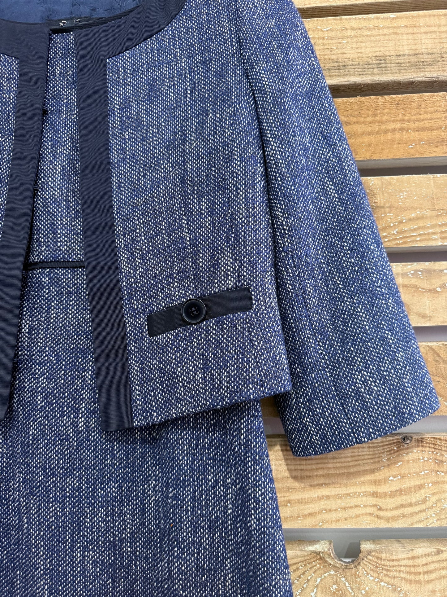 Hobbs tweed dress and matching jacket. Blue. Size UK10. Office/ party/ wedding/ formal.