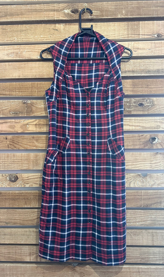All saints tartan checked sweetheart neckline sleeveless dress. Size 12