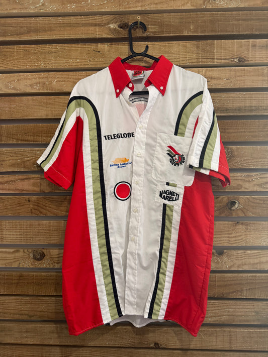 Vintage 90s Lucky Strike Button Motorsports Racing Shirt. Size Large. F1. Made in England.