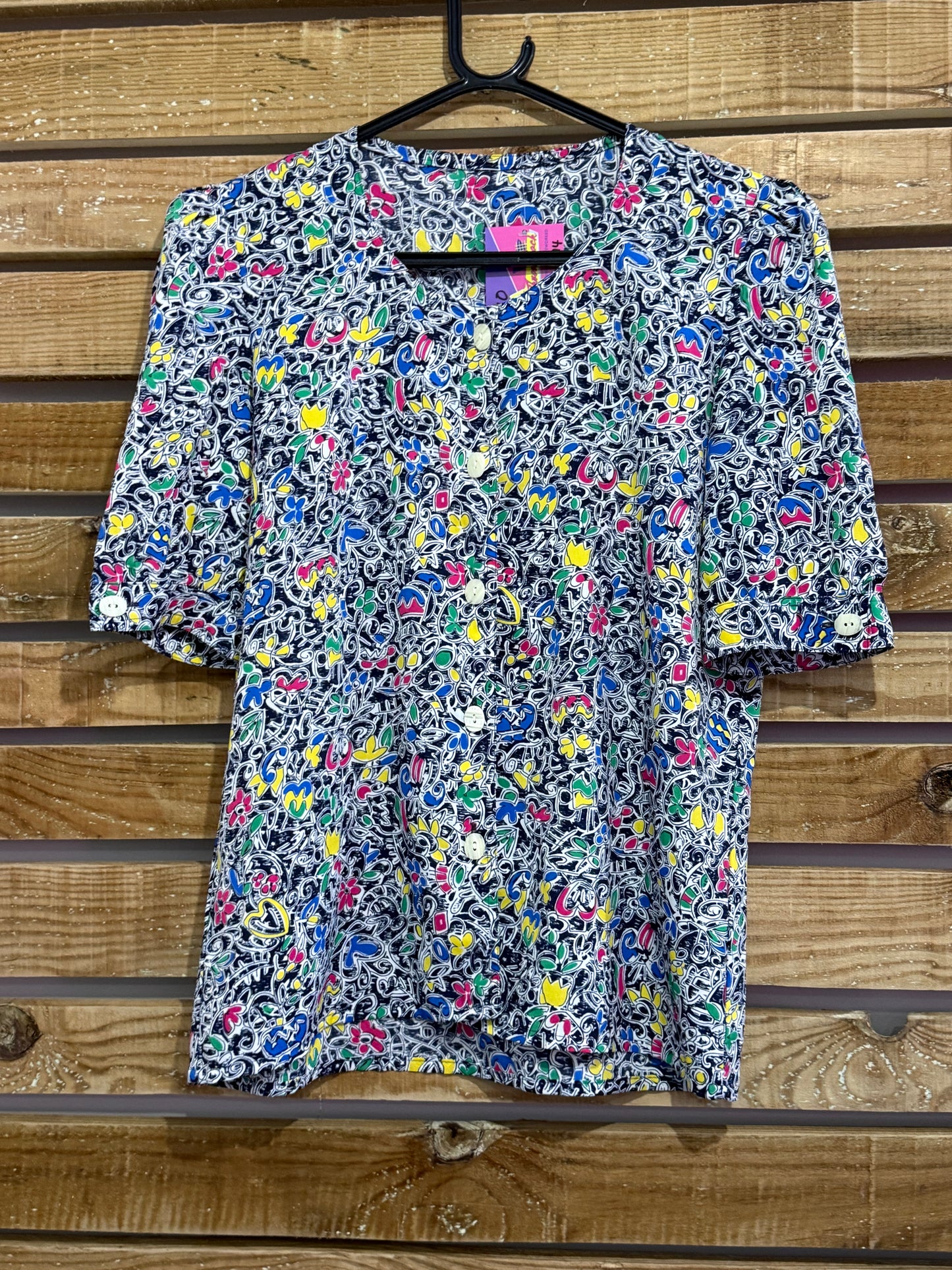 Vintage 80s patterned top/ blouse. Size 16.