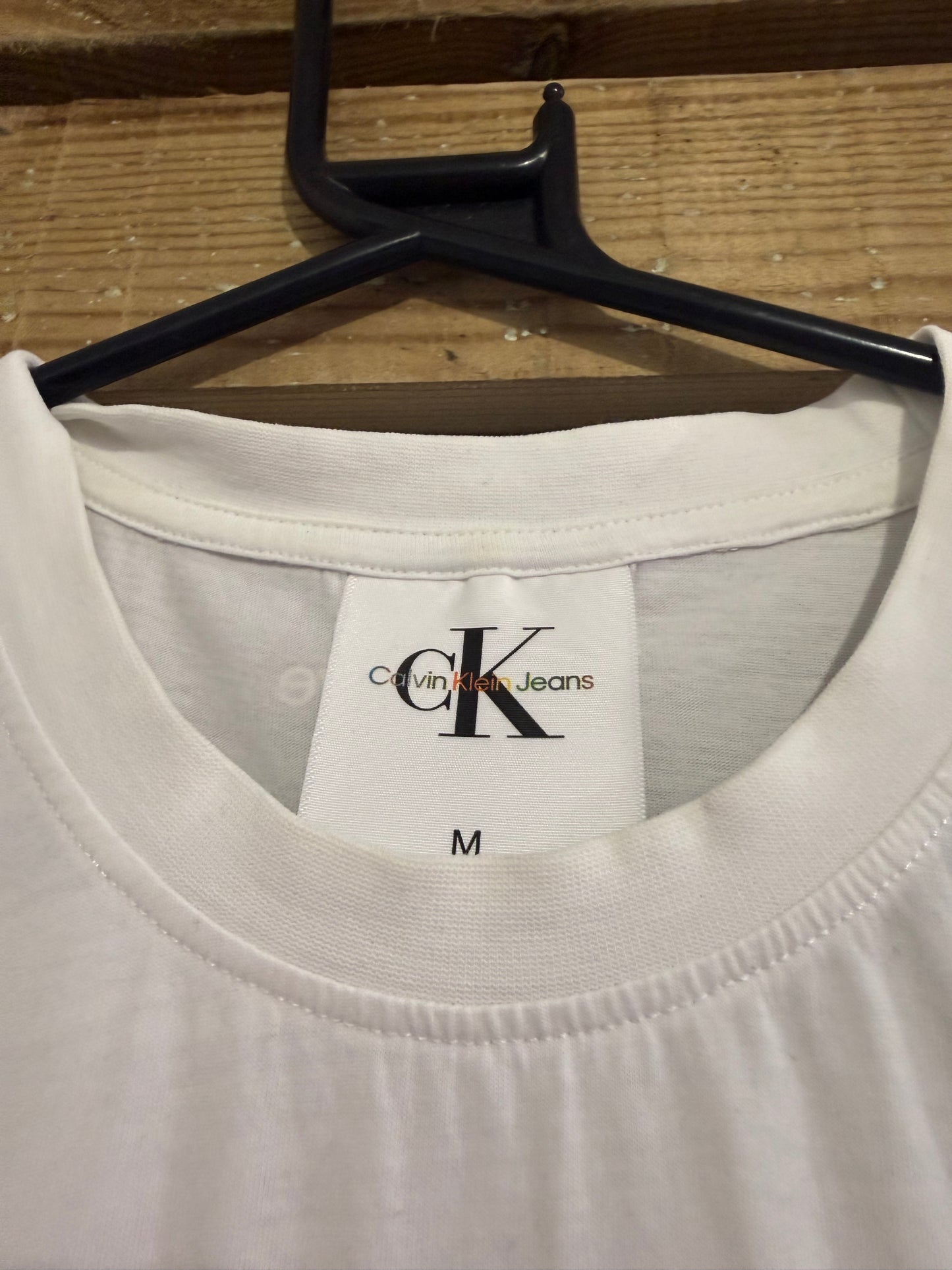 Calvin Klein This is Love rainbow logo T-shirt. Pride. White. Size Medium.
