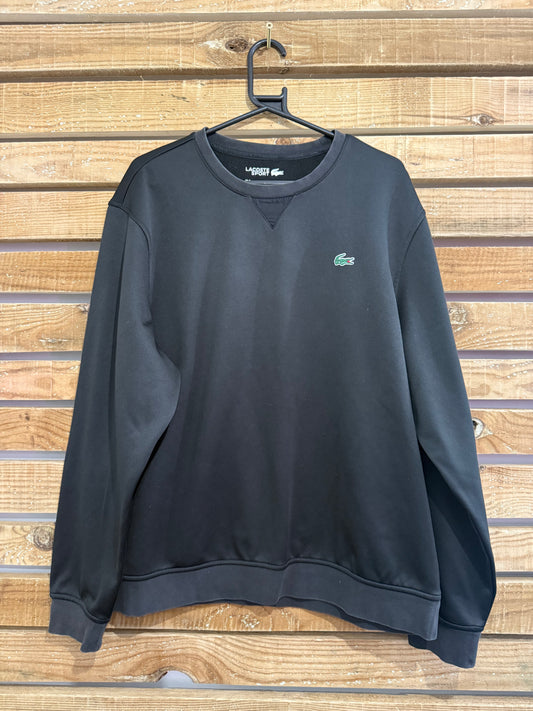 Lacoste spell-out logo sweater/sweatshirt. Size XL. Black.