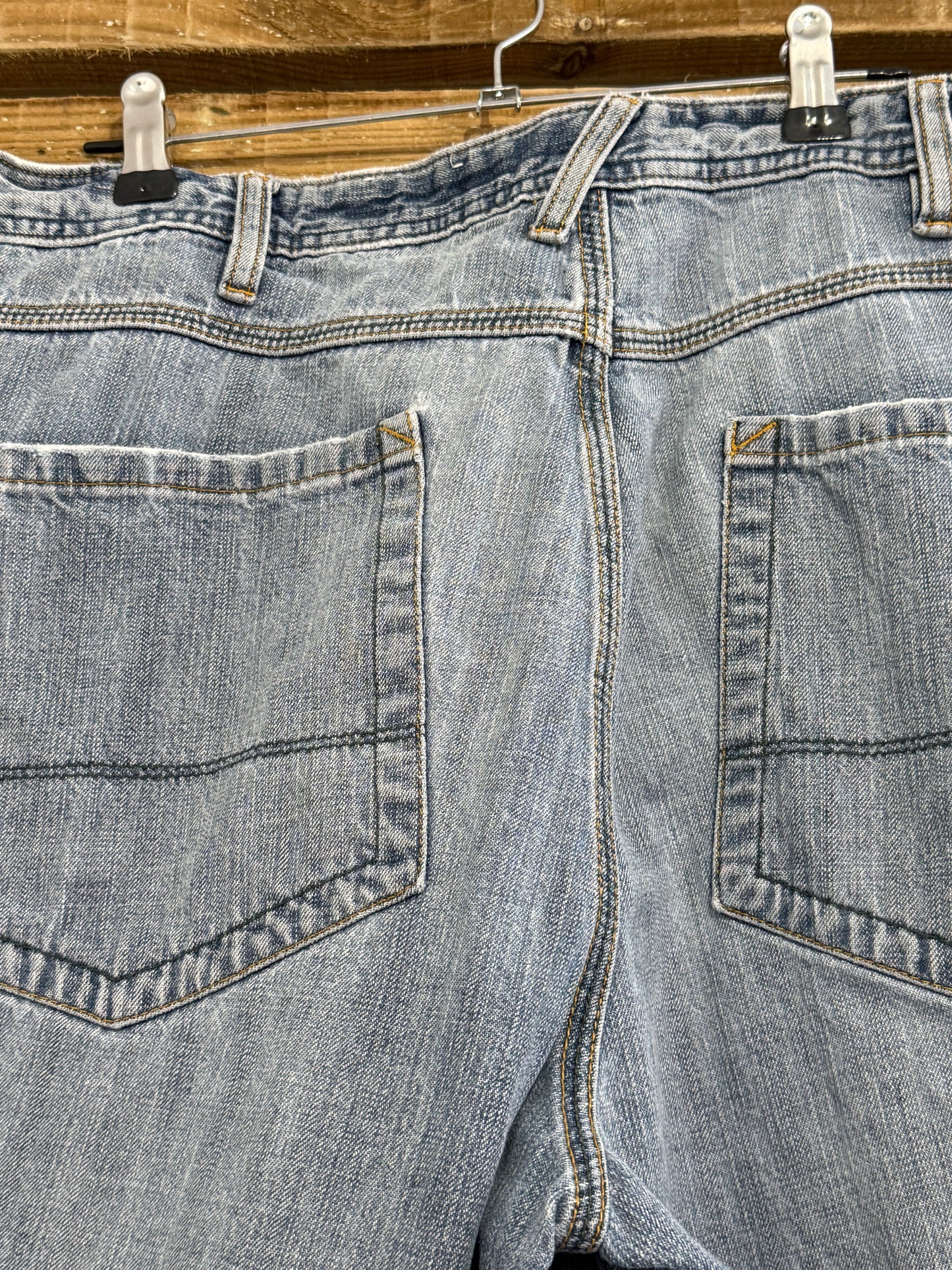 Vintage 90s Up Carpenter blue denim shorts. Jorts. Baggy/ skater. Waist 36”
