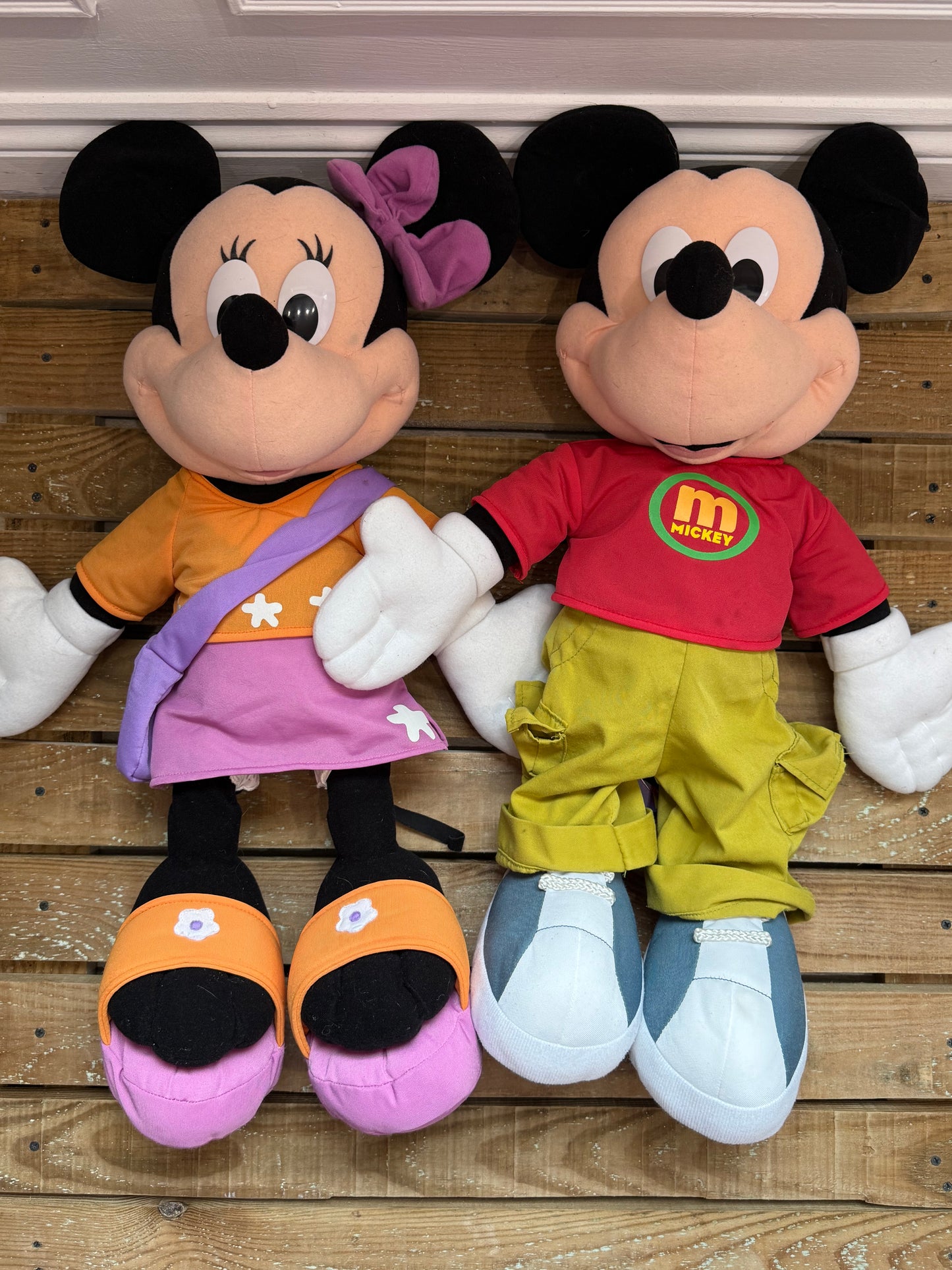 Vintage Y2K Disney Mattel Fisher Price Minnie & Mickey Mouse Plush Jumbo Stuffed Toys. 2000