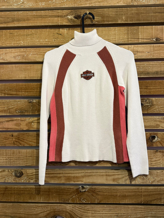 Vintage Y2K Harley Davidson roll neck/ turtle neck logo jumper. Size Medium.