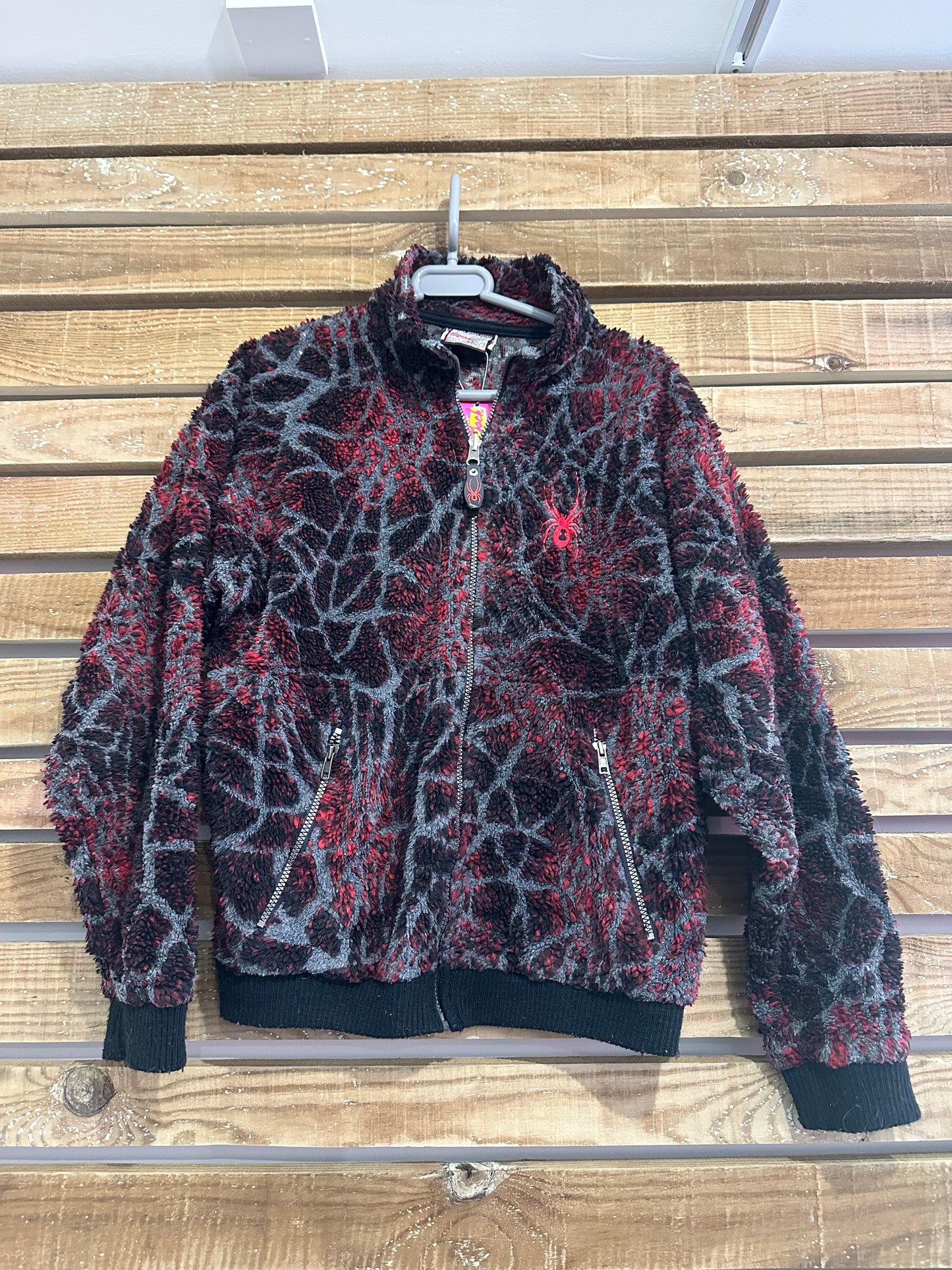 Vintage RARE 90s Spyder web zip up fleece jacket. Size Medium