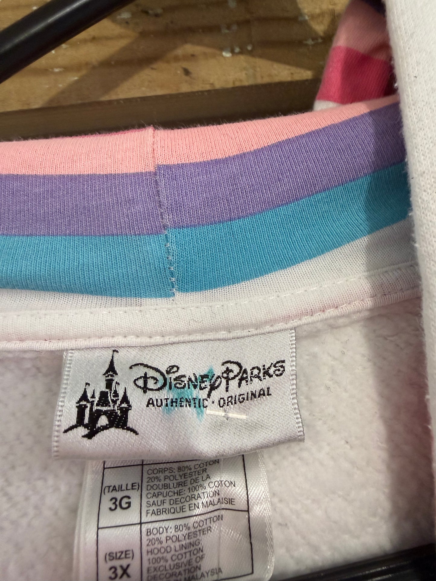 Disneyland Anniversary Mickey Mouse hoodie/ hooded sweater. White. Size 3XL