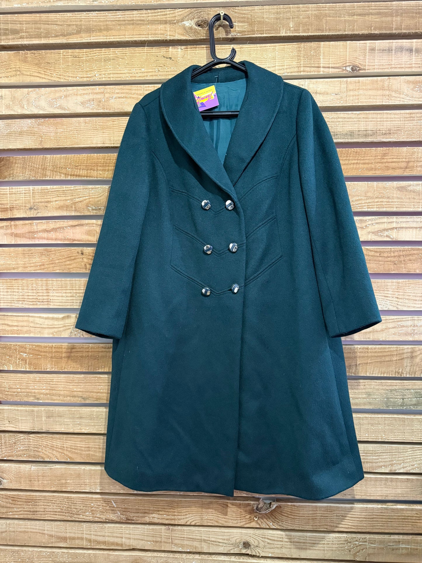 Vintage 60s Wool double breasted Pea Coat. Teal. Free sizing.
