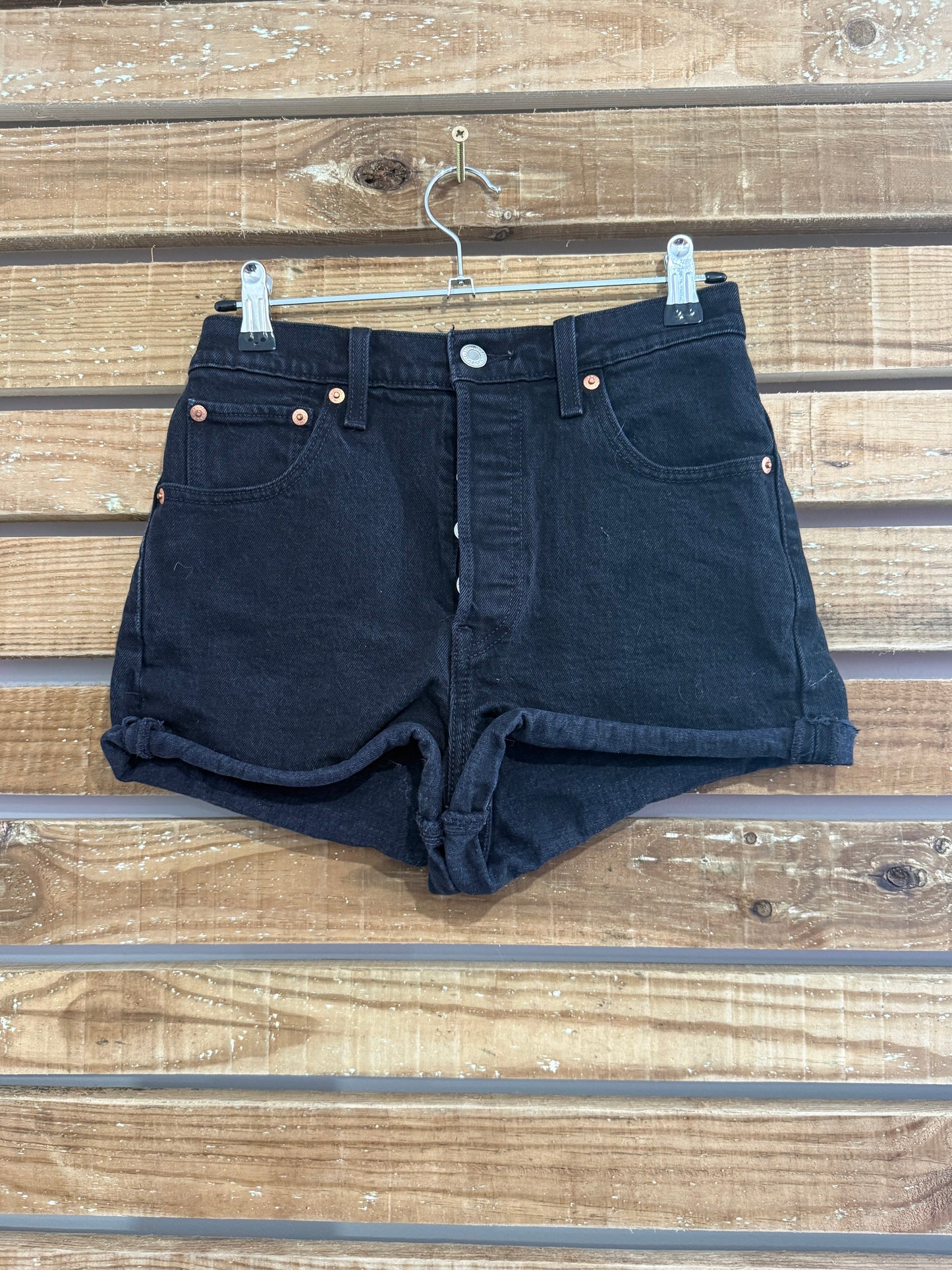 Levi’s 501 Cut Off Denim Shorts. Black. Size UK8. 26” waist.
