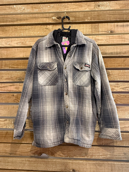 Vintage 90s Dickies Jacket with attached hoodie. Hooded jacket. Checked/ plaid.  Size Medium. Workwear