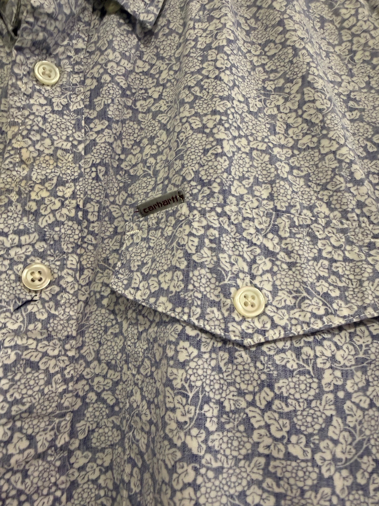 Vintage 90s Carhartt floral print button up shirt. Summer. Size Large.