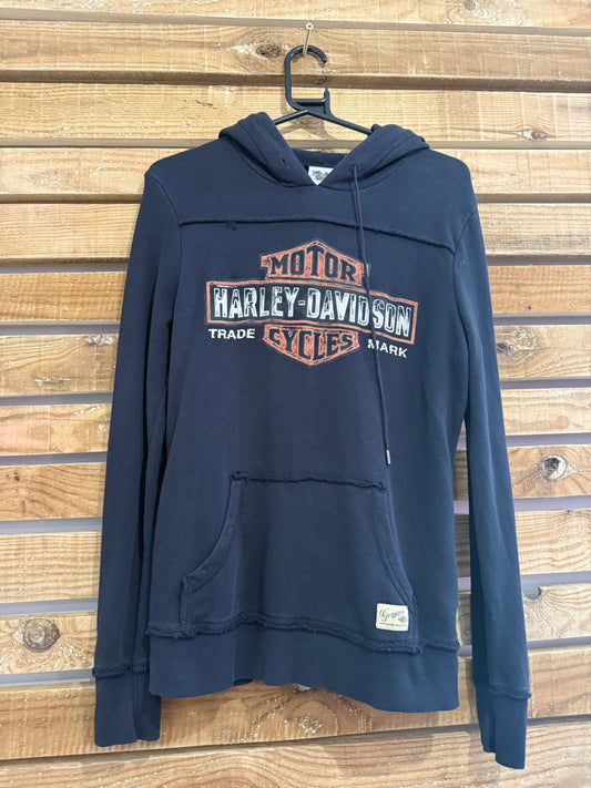 Vintage Y2K Harley-Davidson motorbike Spell-out hoodie. Hooded sweater. Black. Size Medium