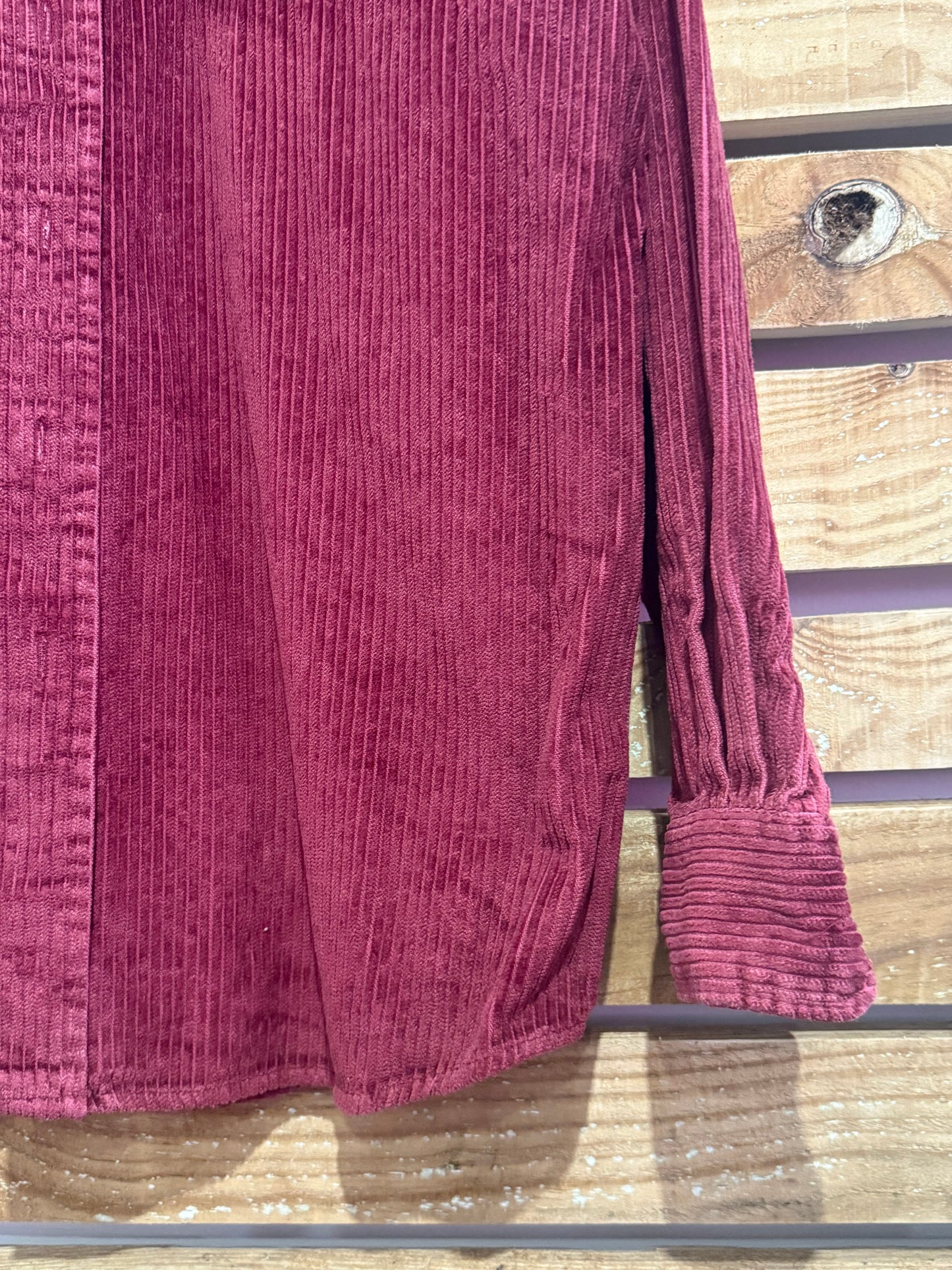 Vintage 90s Le Frog cord/ corduroy shirt. Burgundy. Size Medium.