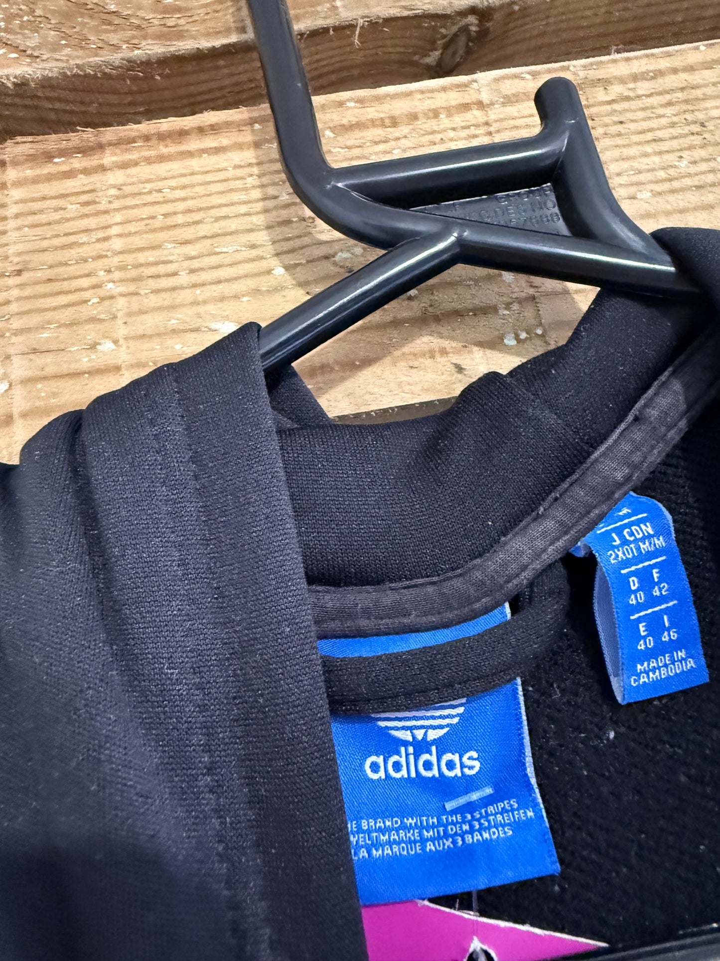 Vintage Y2K Adidas track jacket hoodie. Black. Size 14.