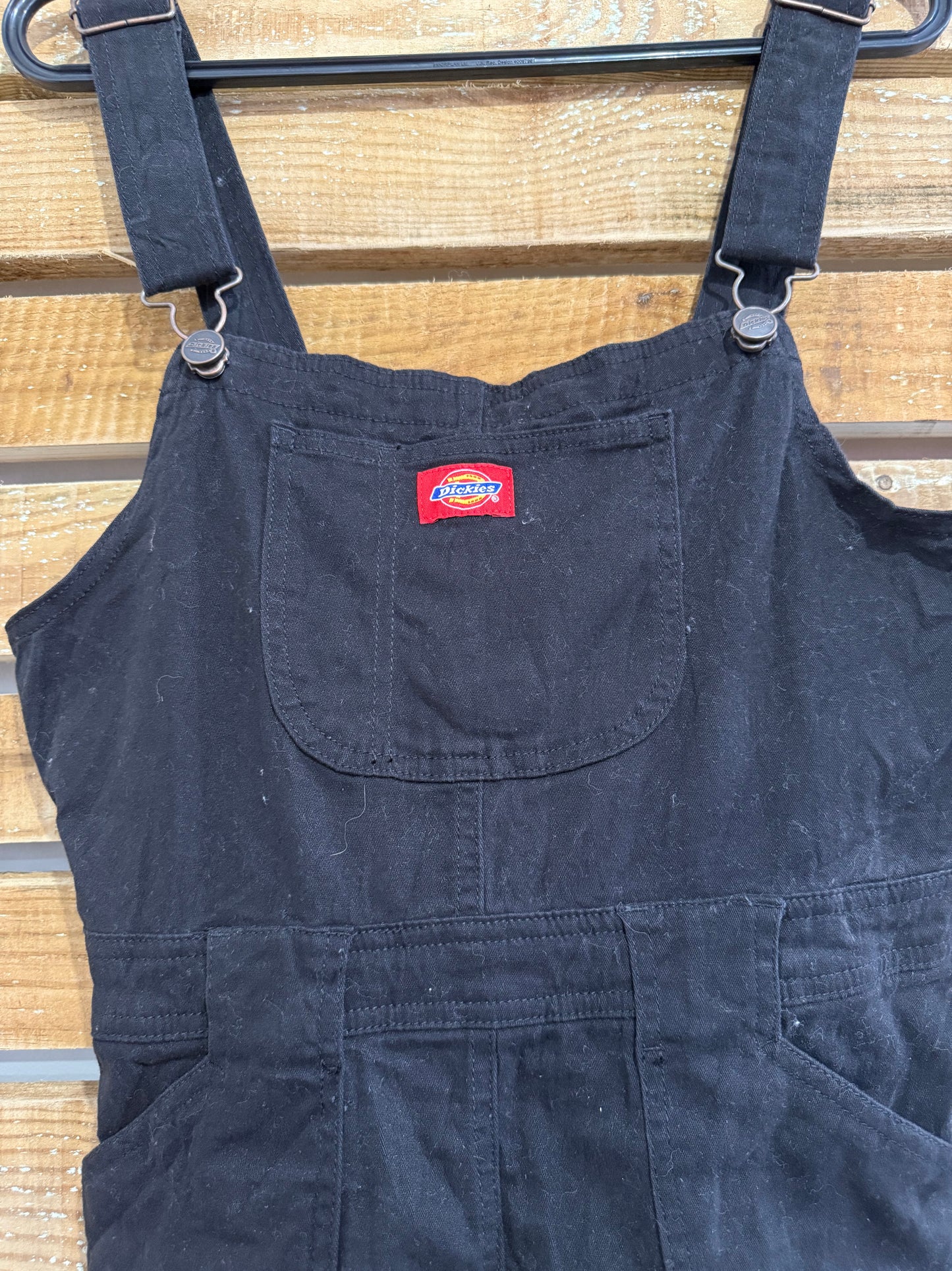 Vintage 90s Dickies black dungaree dress. Size medium.