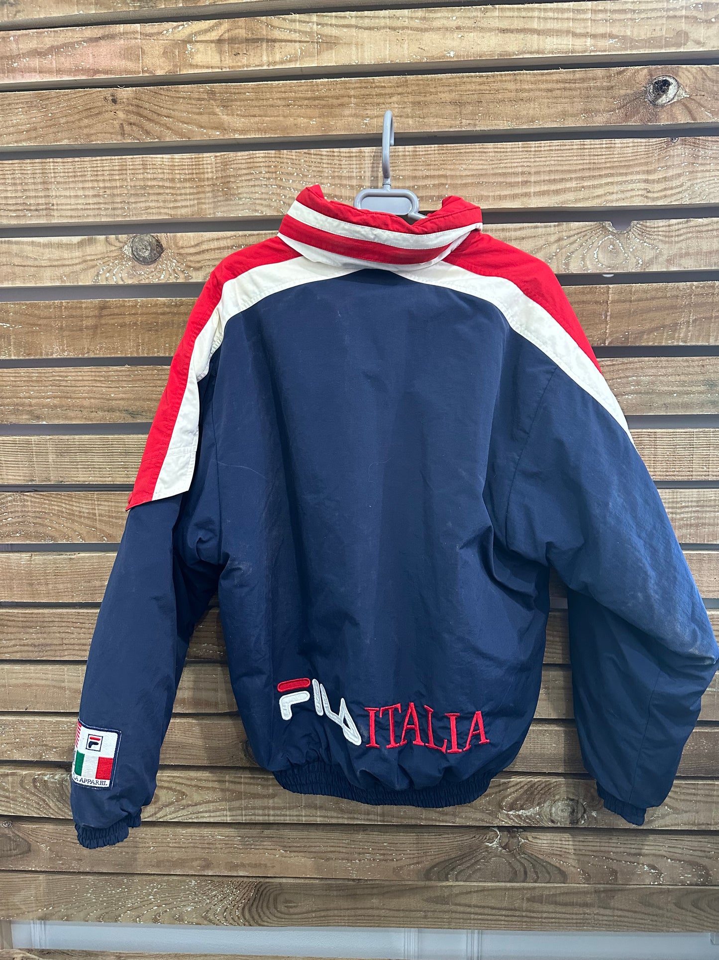 Vintage 80s Fila 1/4 zip spell-out jacket. Size Medium. Festival.