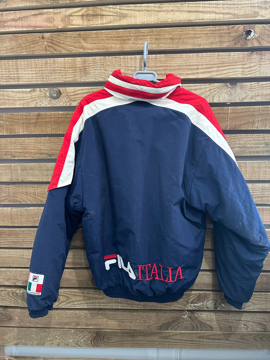 Vintage 80s Fila 1/4 zip spell-out jacket. Size Medium. Festival.