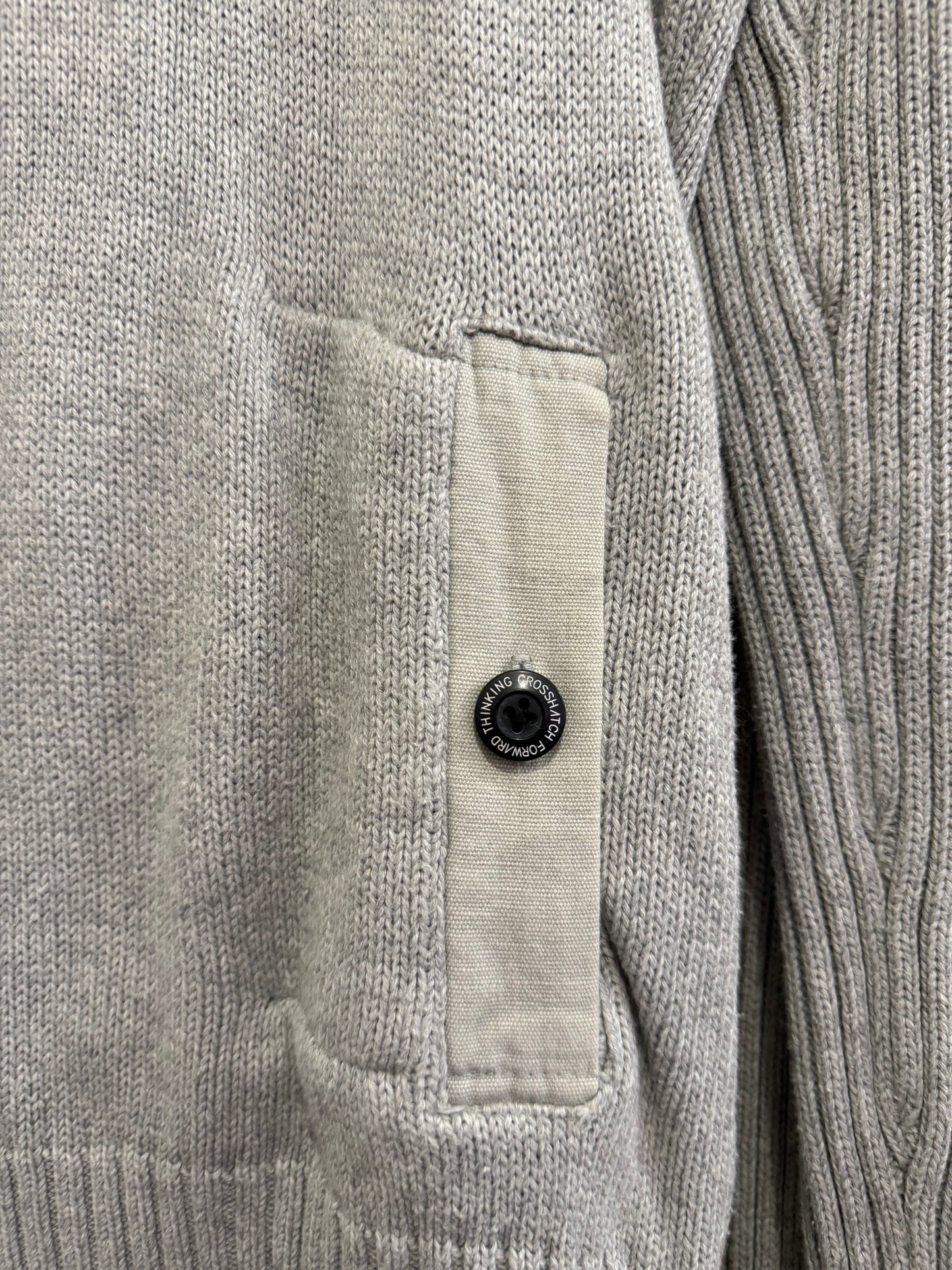 Vintage Y2K Crosshatch 1/4 button up jumper/ sweater. Grey. Size Large.