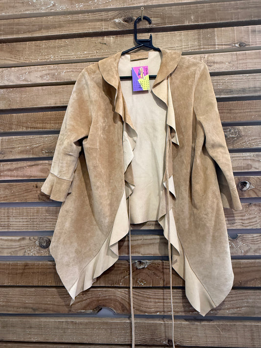 Vintage 70s suede leather tan jacket. Coachella/ Hippy/ Yellowstone/ festival/ boho. Free sizing.