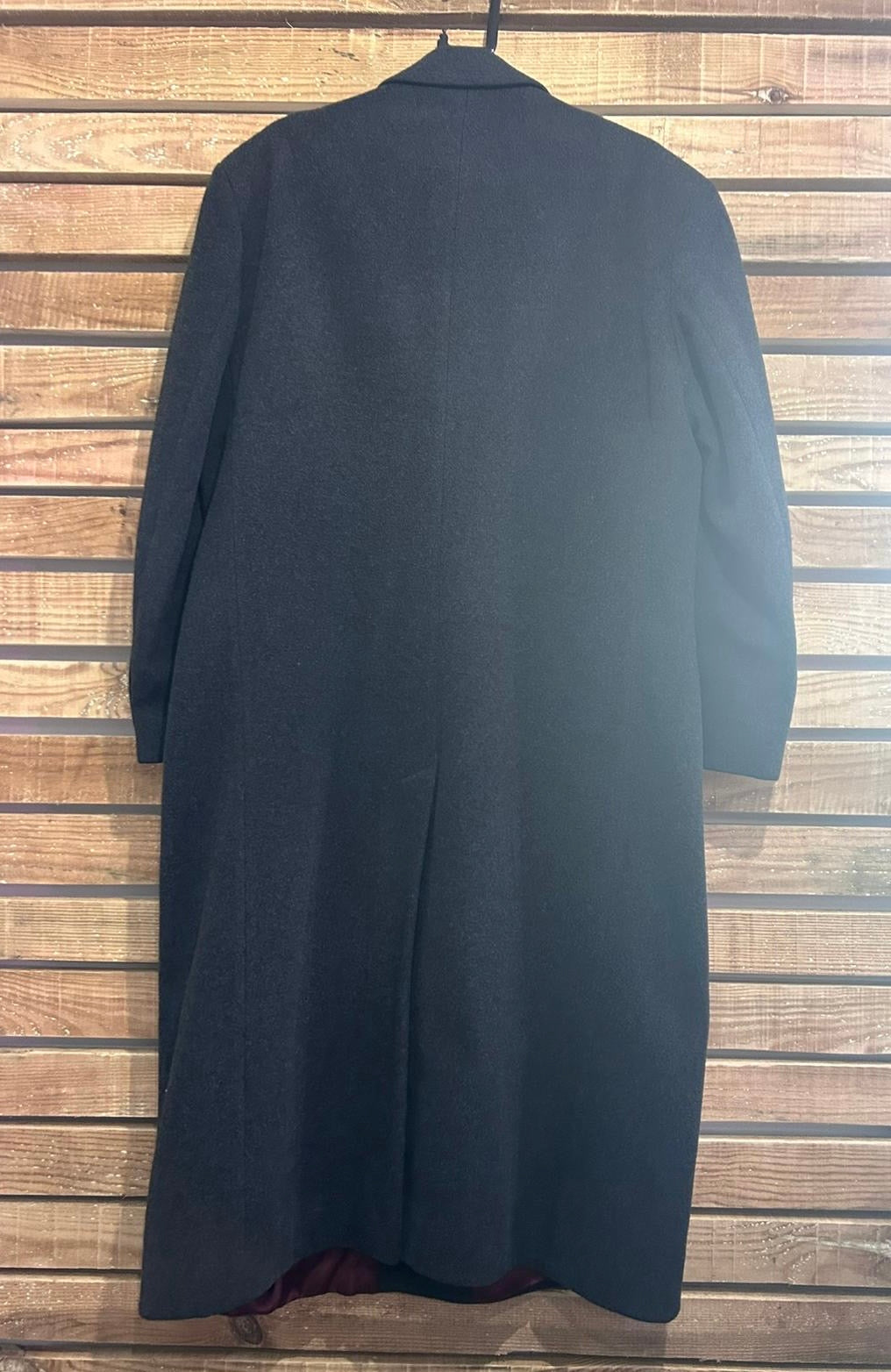 Vintage 80s Wool & Cashmere double breasted Coat. Navy. Size large.