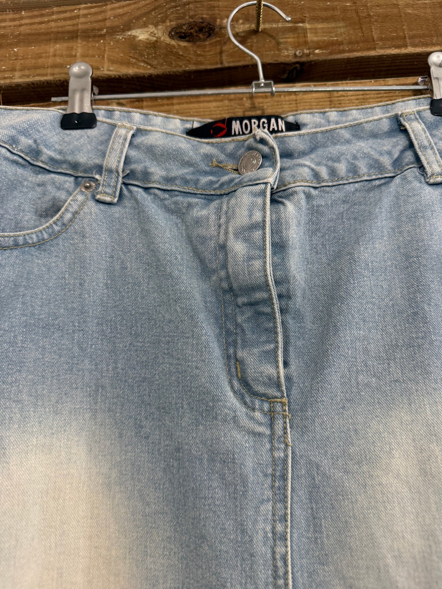 Vintage Y2K Morgan de Toi denim maxi skirt. Tassels. Eu42. Size UK12 32” waist.