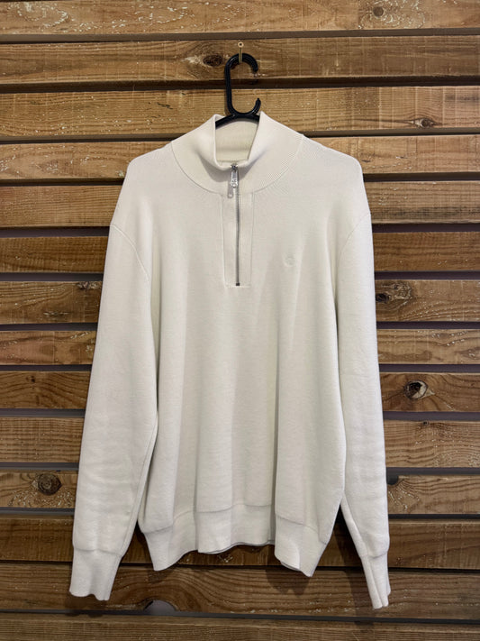 Vintage Y2K Calvin Klein 1/4 zip jumper/ sweater. White. Size Medium.