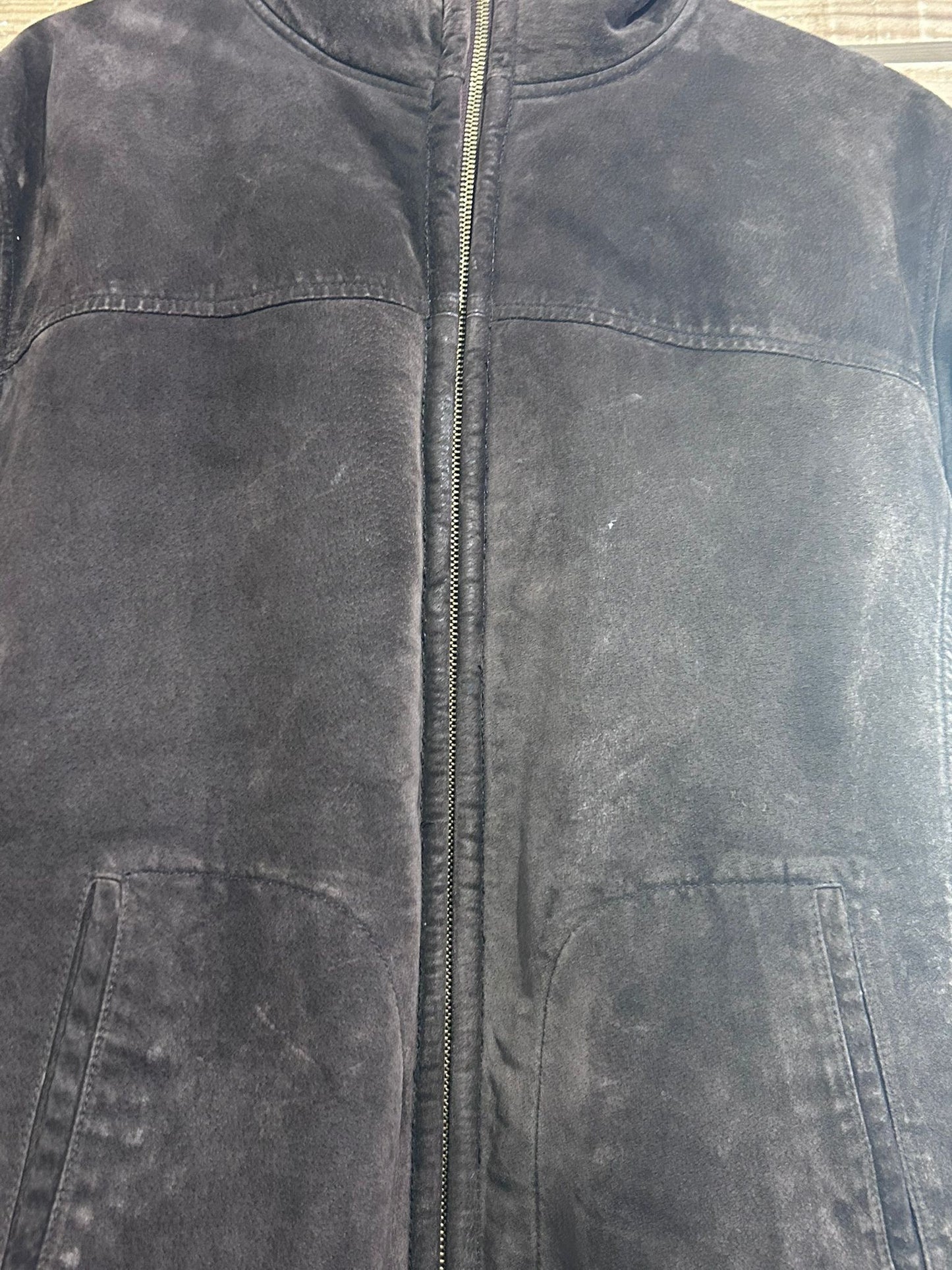 Vintage 90s shearling leather jacket. Brown sheepskin. Size Medium.