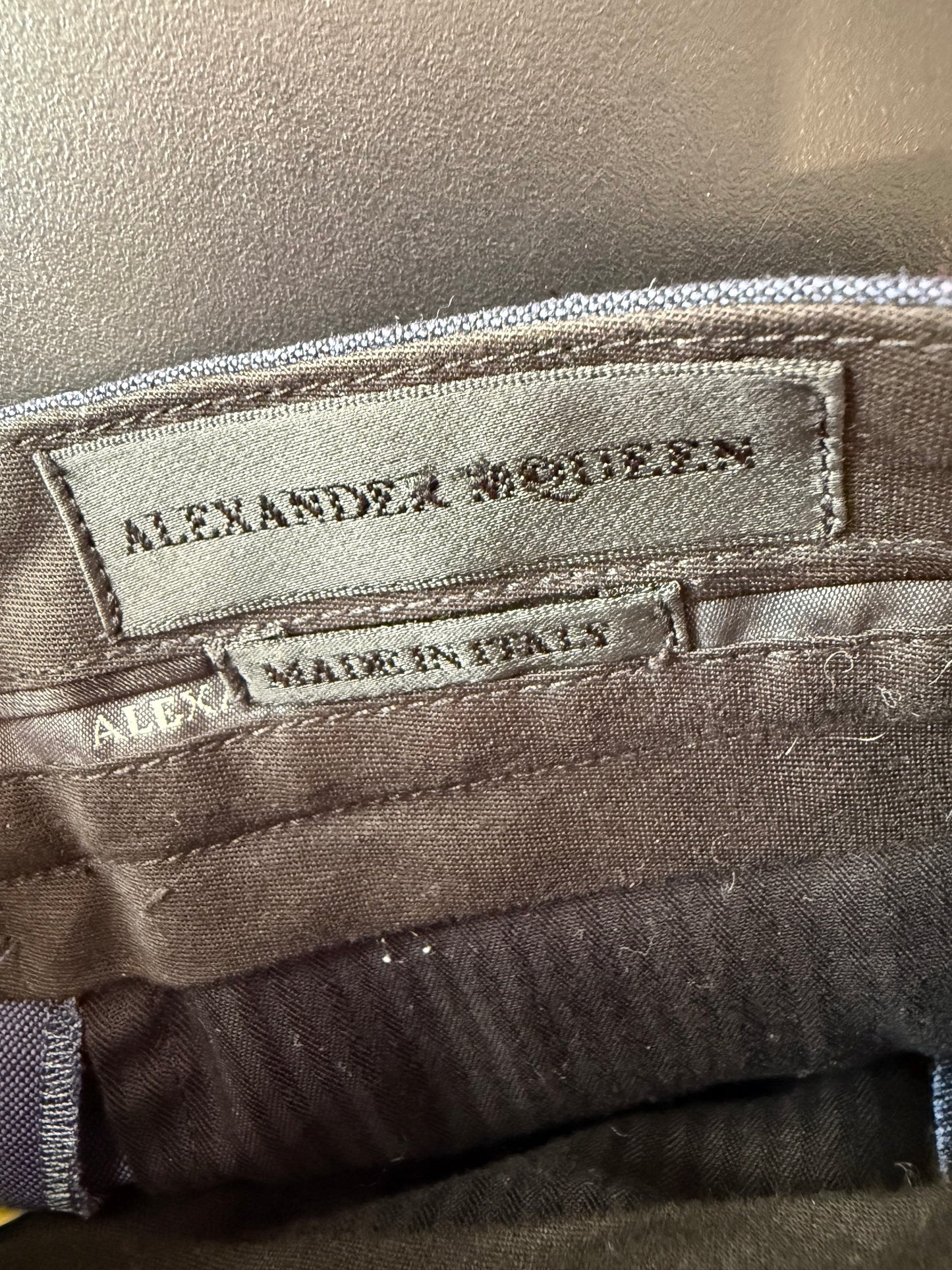 Alexander McQueen wool smart suit trousers. 32” waist. 30” leg. Size UK12. Blue.