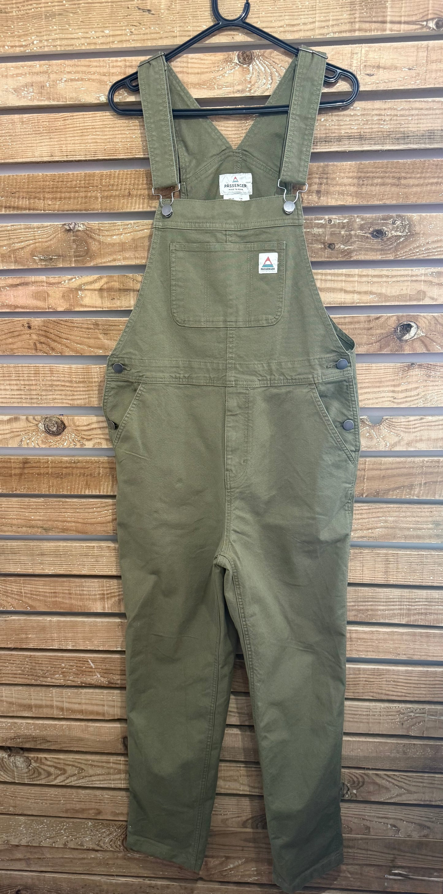 Passenger roamist Bib overalls/ dungarees. Cotton. Khaki Outdoors/ festival. Medium. Deadstock.