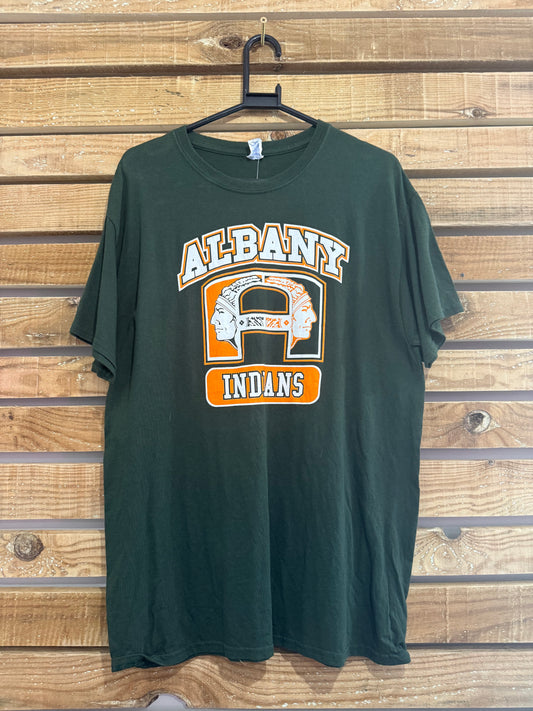 Vintage 90s Albany Indians USA American spell-out t-shirt. Size Large