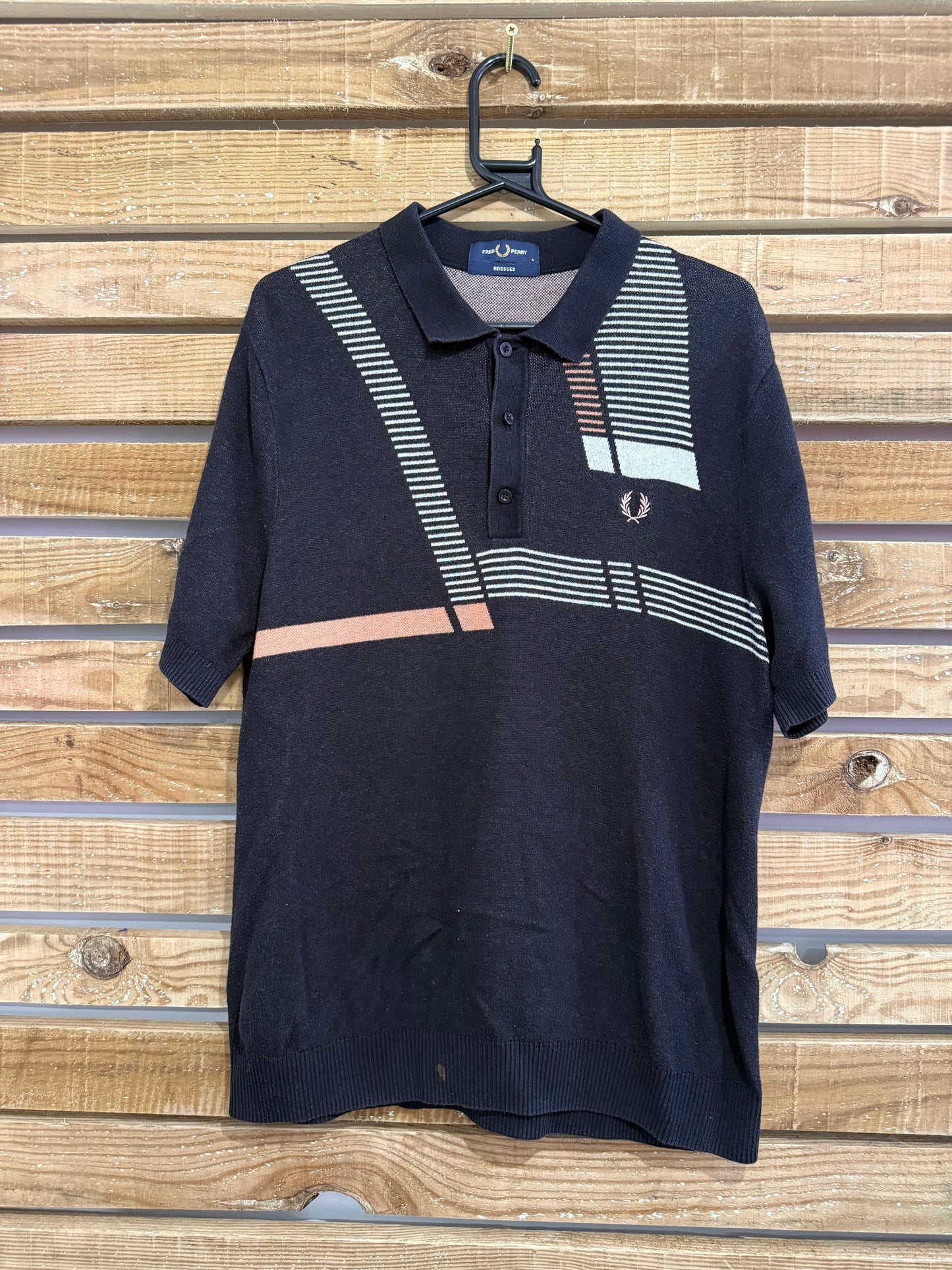 Fred Perry reissue knitted polo t-shirt. Vintage style 70s. Size Large