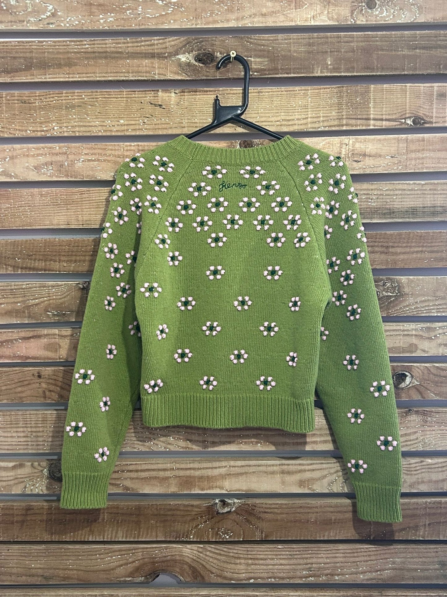 Kenzo flower knit jumper/ sweater. Green. Size medium.