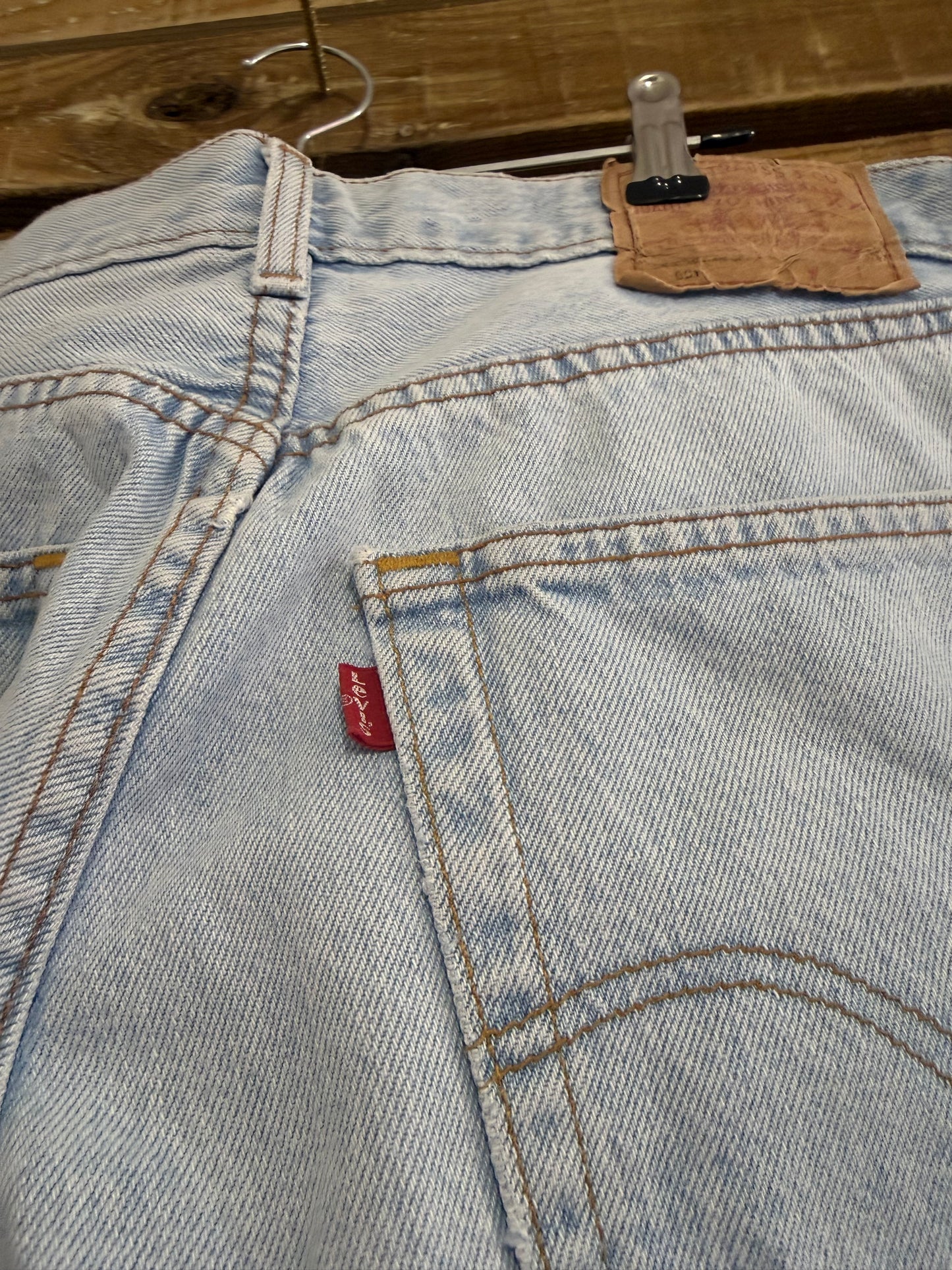 Vintage 90s Levi’s 501 straight leg Jeans. Light blue. Waist 30” leg 32”