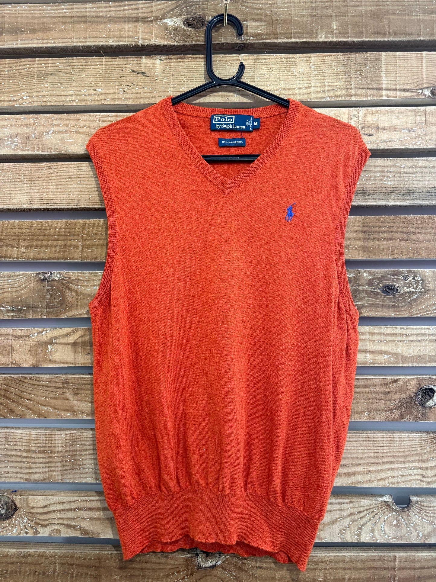 Vintage Y2K Ralph Lauren knitted vest jumper/ sweater. Orange/ rust. Size Medium.
