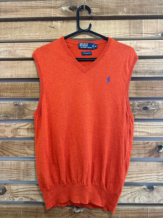 Vintage Y2K Ralph Lauren knitted vest jumper/ sweater. Orange/ rust. Size Medium.