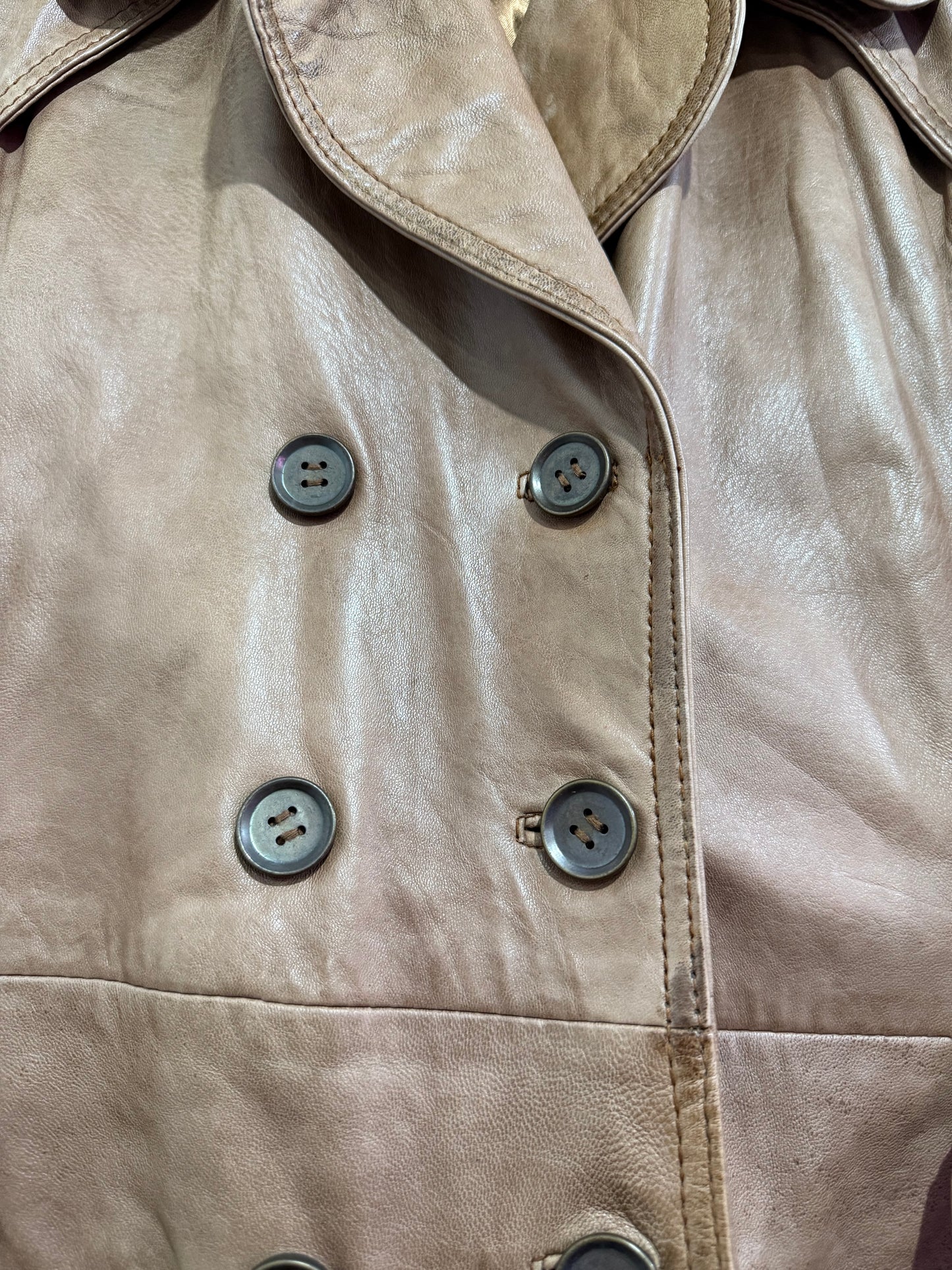 Vintage Y2K long leather belted Mac/ Coat. Size 12