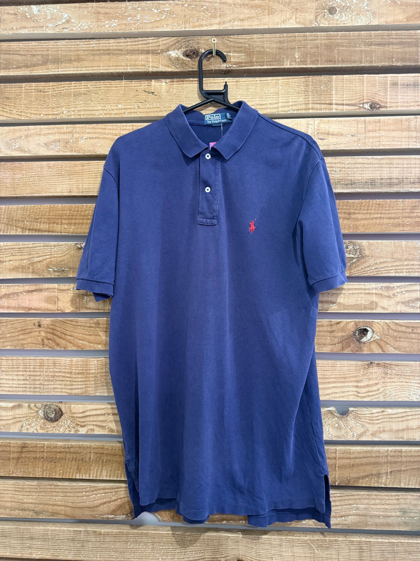 Vintage 90s Ralph Lauren pony polo shirt. Navy Blue. Size Large.
