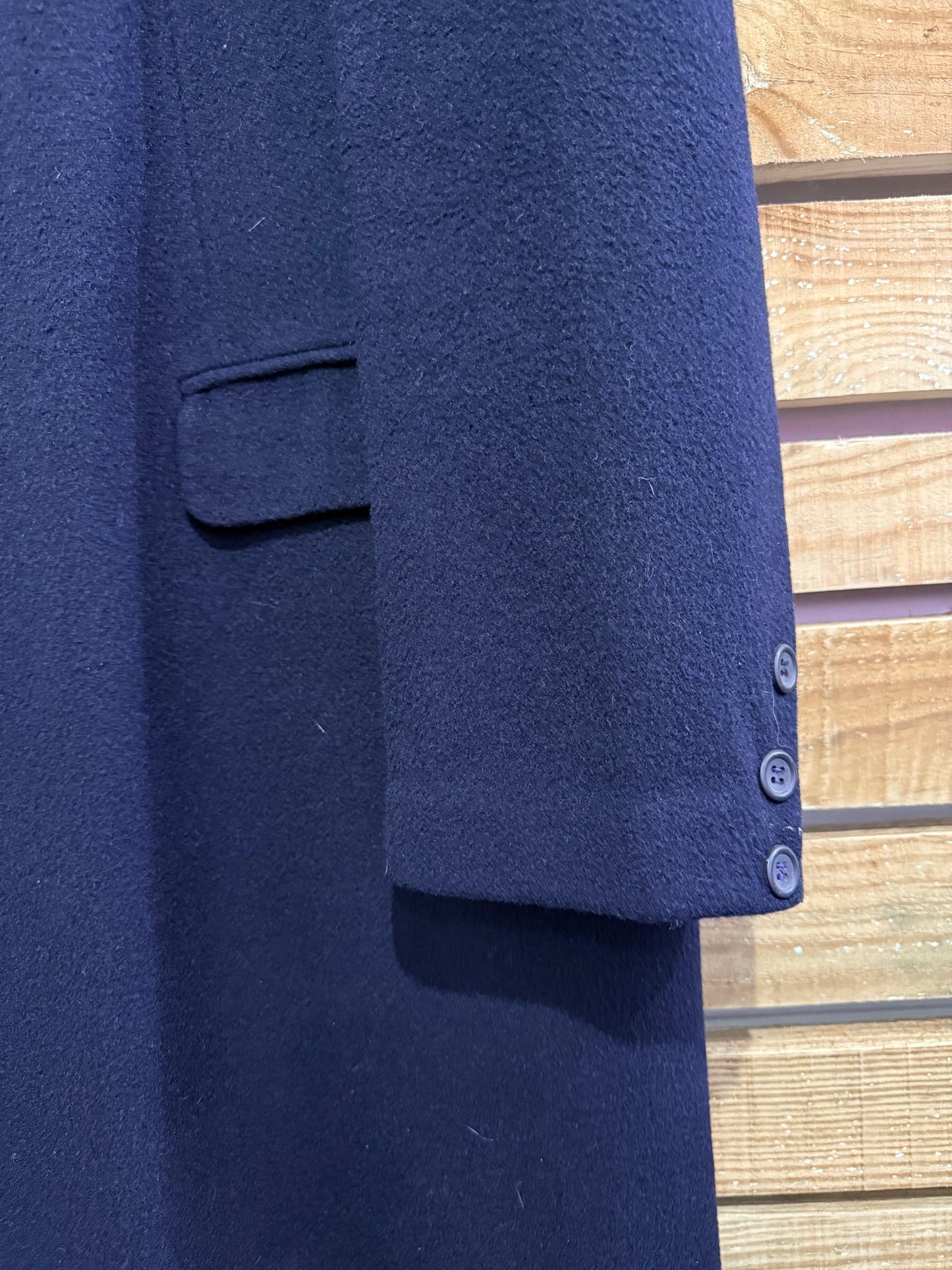 Vintage 80s Wool St Michael Coat. Navy Blue. Size Medium.