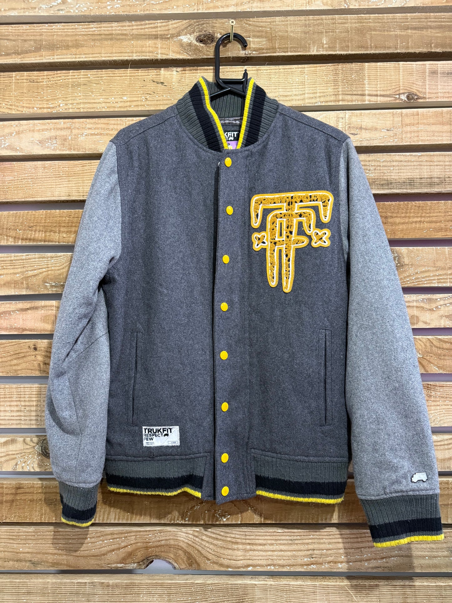 Vintage Y2K RARE Trukfit Mob Varsity Jacket. Size Small. Grey. Lil Wayne, Lil Weezy To The End.