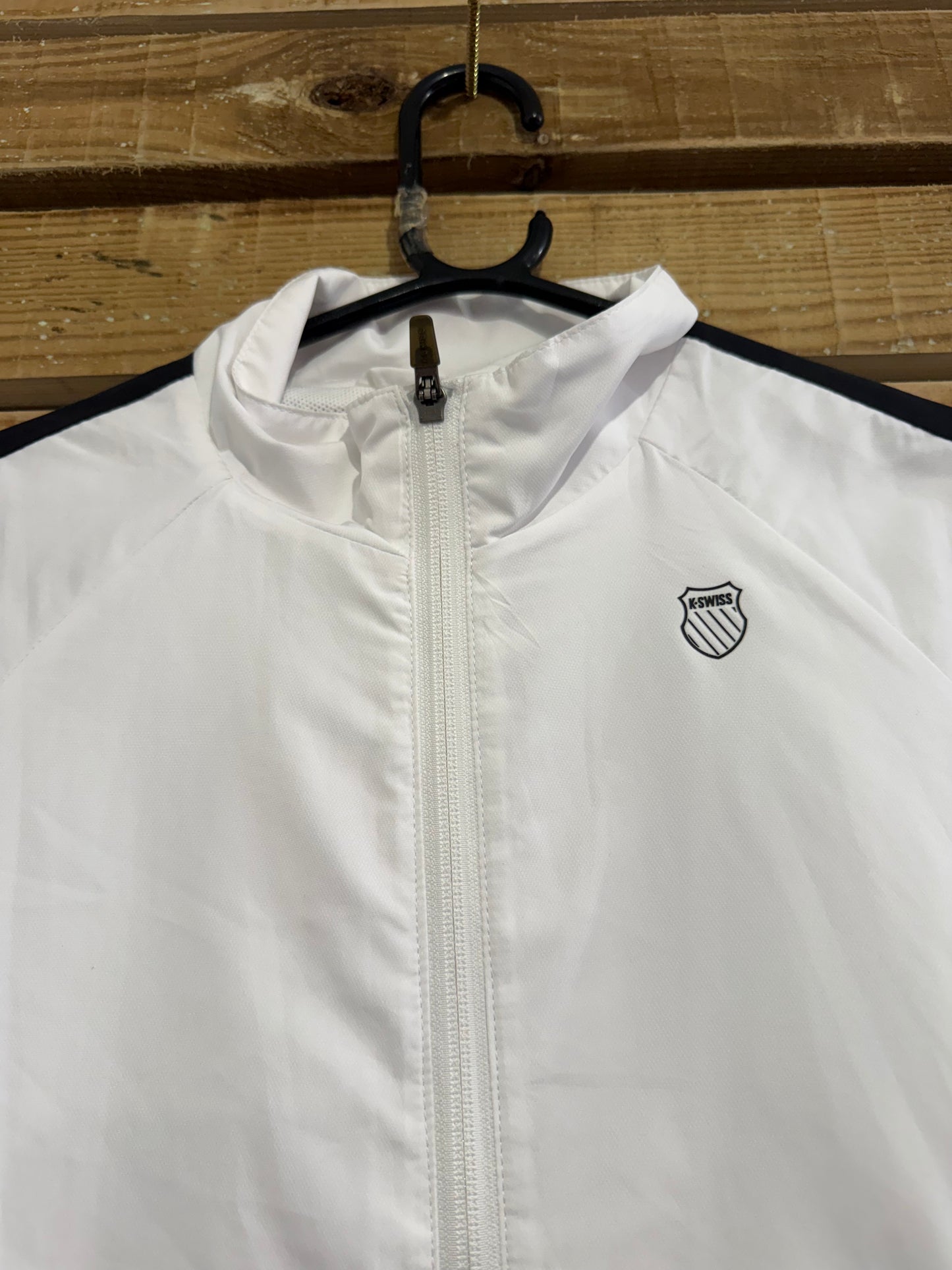 Vintage Y2K K Swiss zip up windbreaker/ shell track jacket. Size 14. Festival.