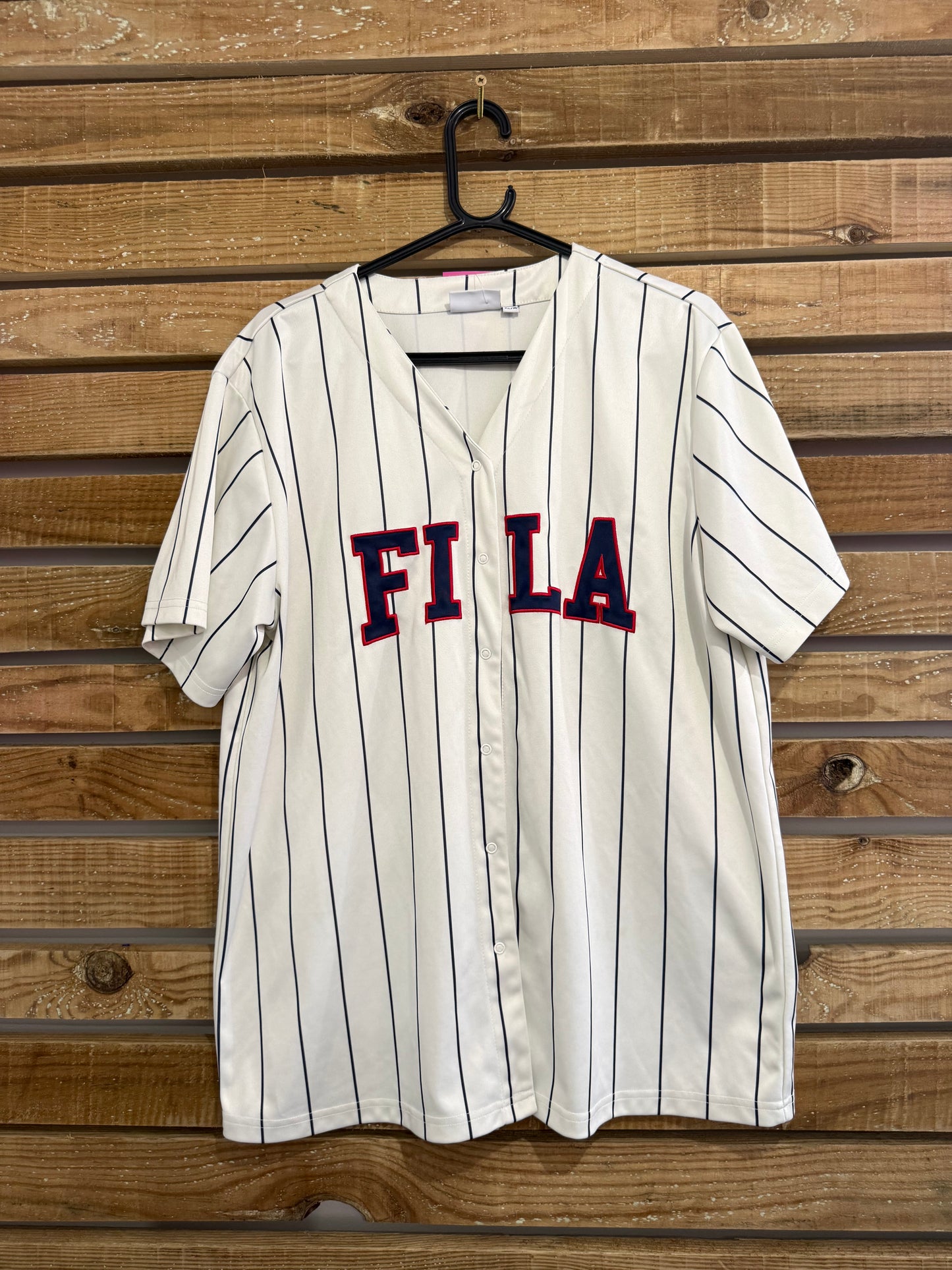 Vintage Y2K Fila button down baseball shirt. White. Size XL.
