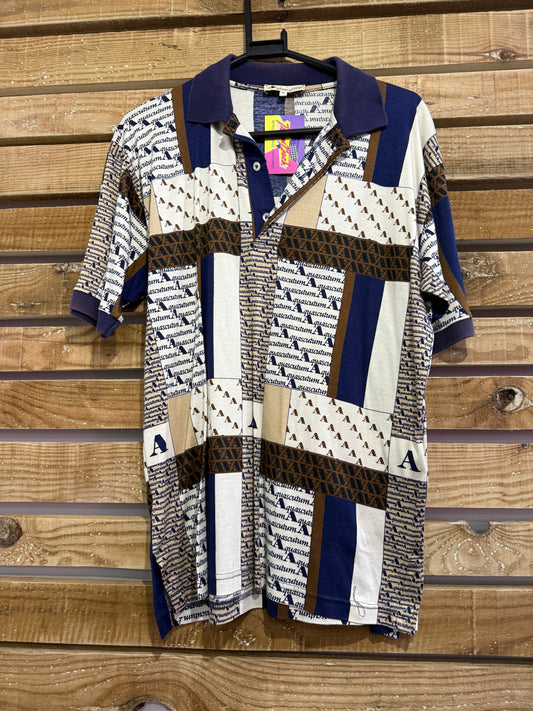 Vintage 80s Aquascutum monogram polo shirt. Size Medium.