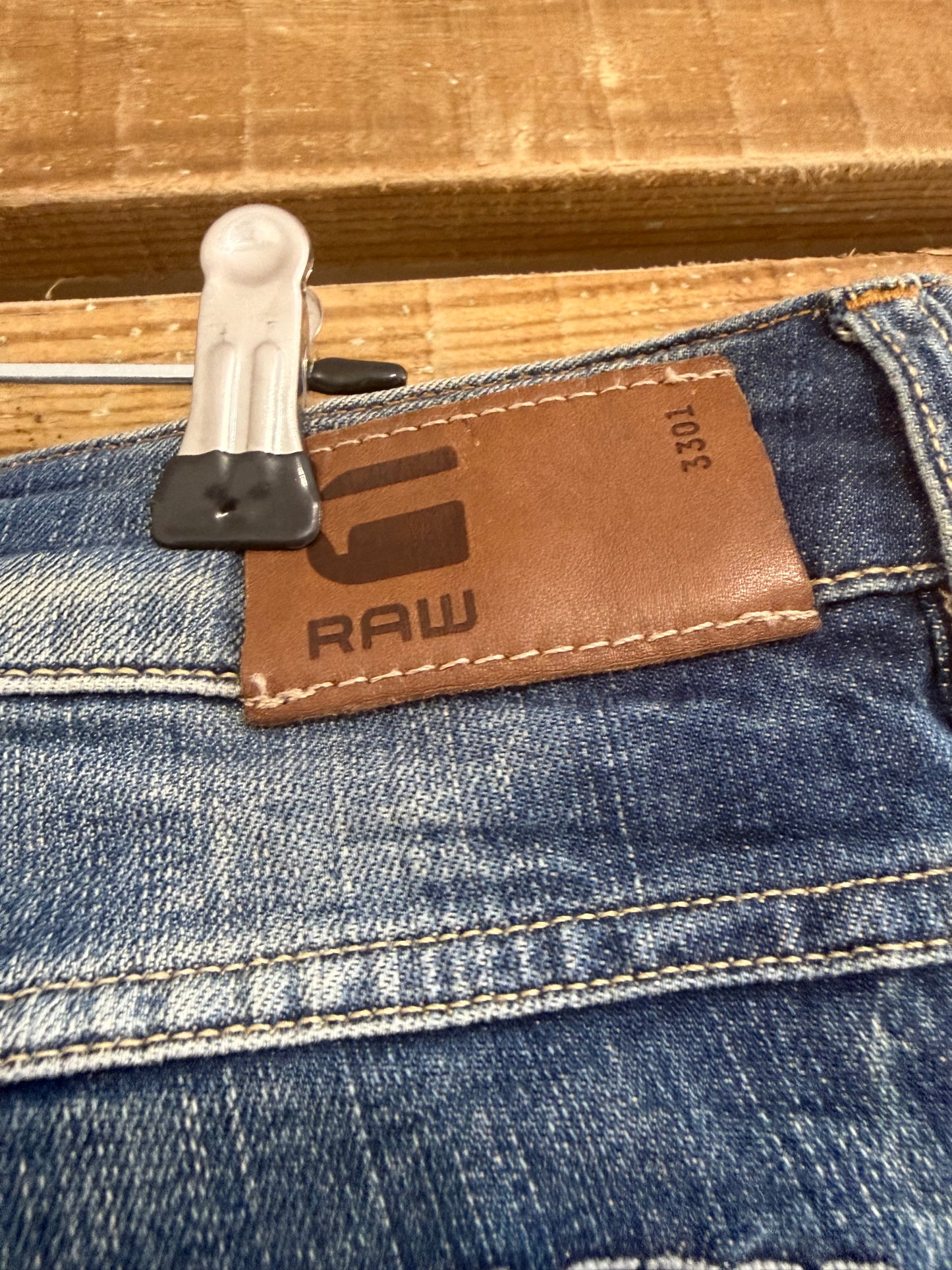Vintage Y2K G-Star Raw stonewash 3301 Jeans. Blue. 32” waist” 30” leg.