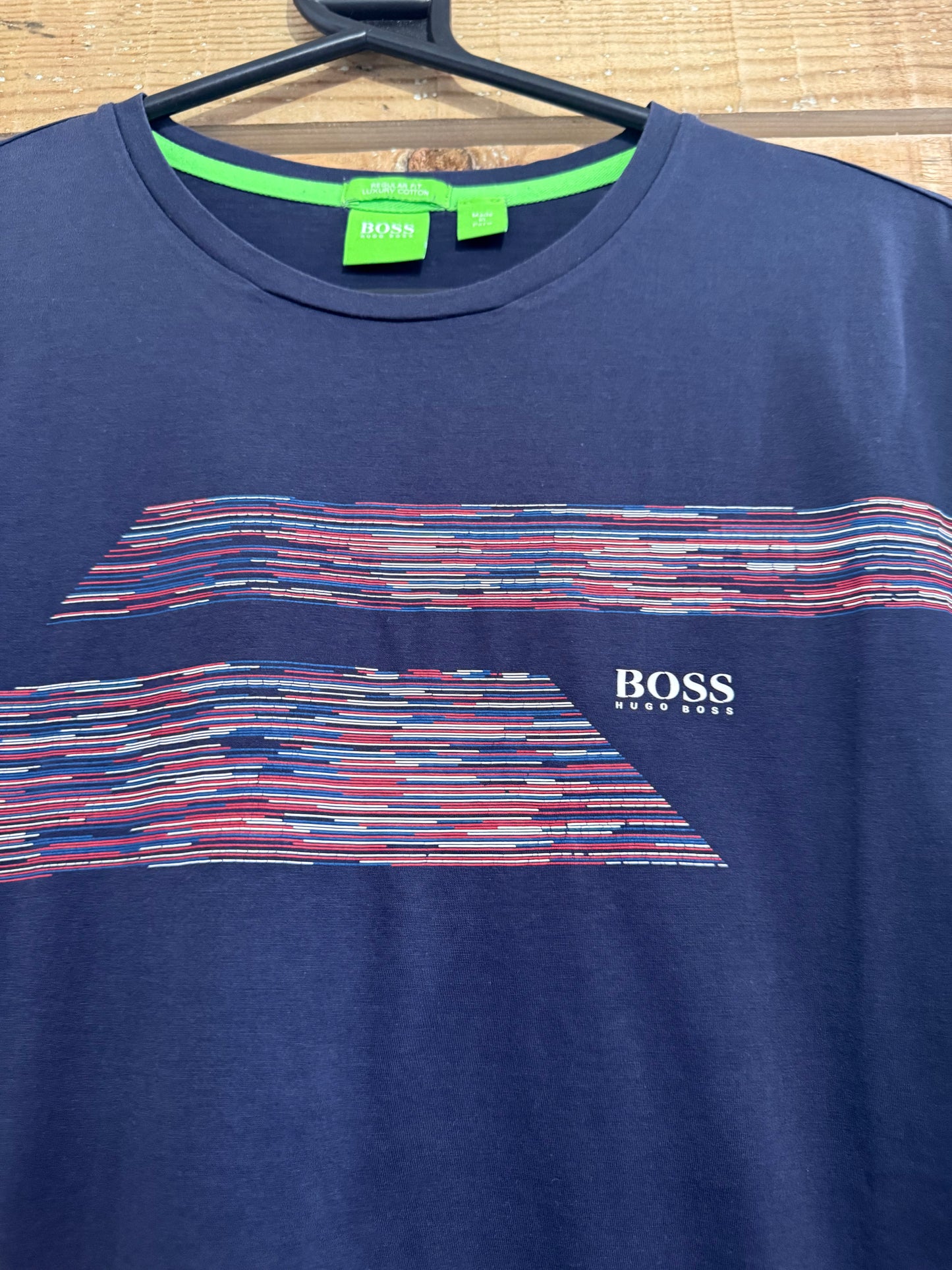 Hugo Boss logo print T-shirt. Cotton. Black. Size Medium.
