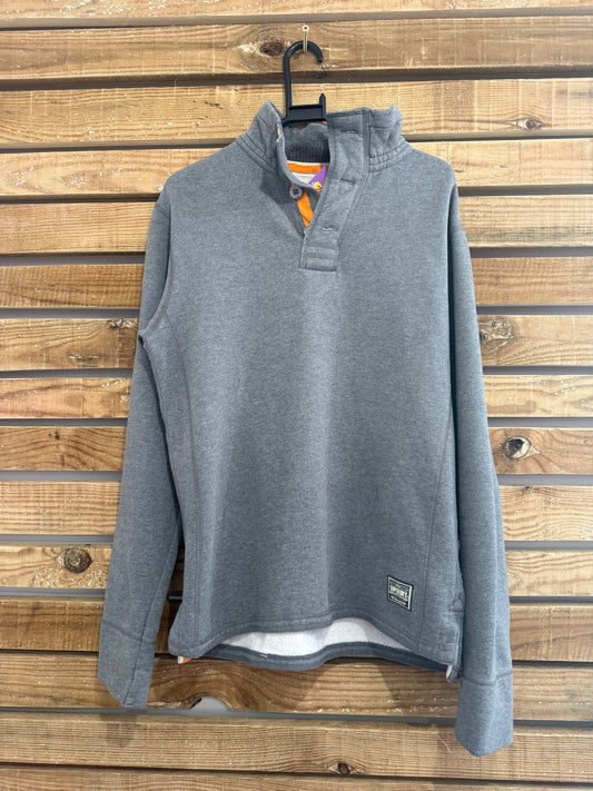 Vintage Y2K Superdry 1/4 button up jumper/ sweater. Grey. Size Large.