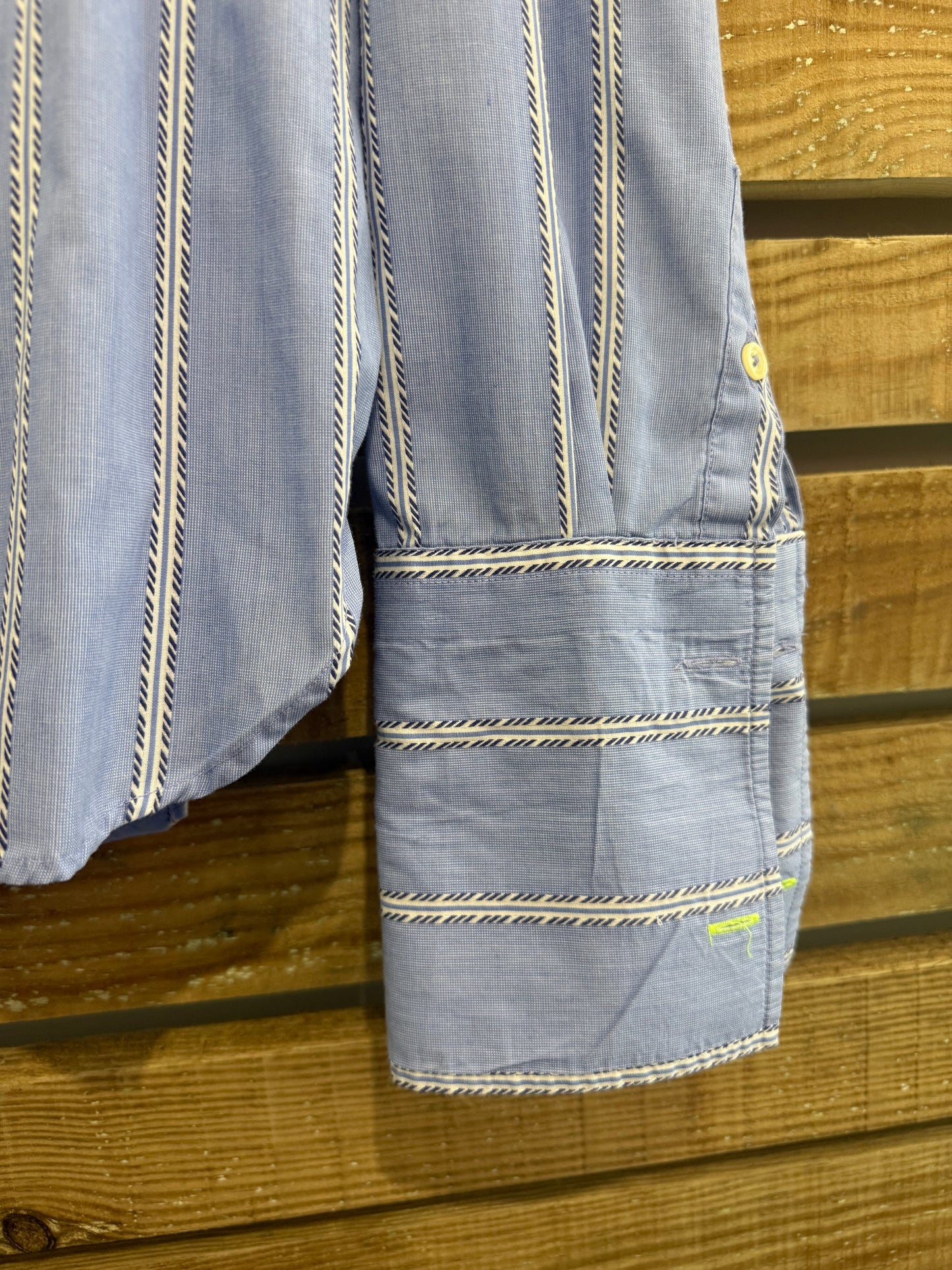 Paul Smith Dress Shirt - French Cuffs, Size XL. Blue stripe.