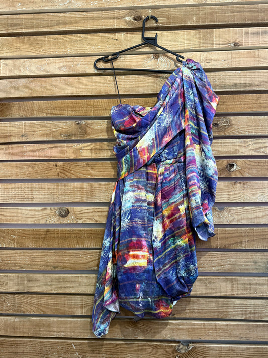 Acne silk one shoulder mini dress. Size UK6-8. Wedding/Party/evening